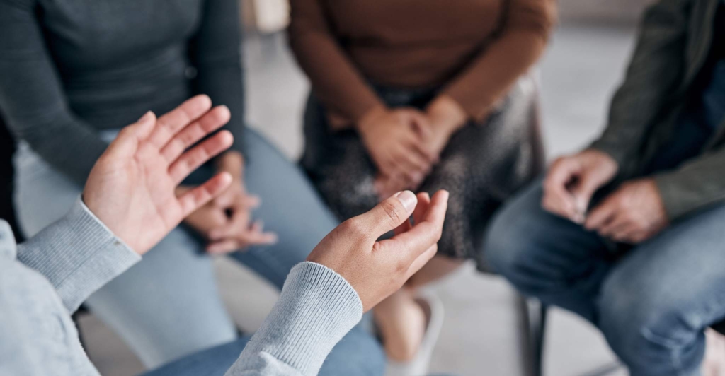 Support with group, therapy and mental health with hands and counseling for trauma